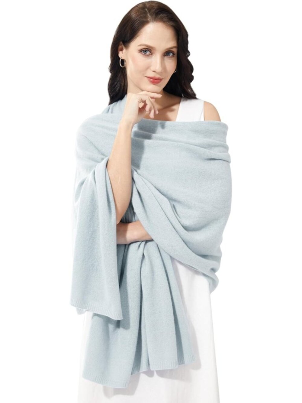 〽️Women's Cashmere Shawl Sky Grey Weddingl Winter Classic Shoulder Wrap 87"x28"
